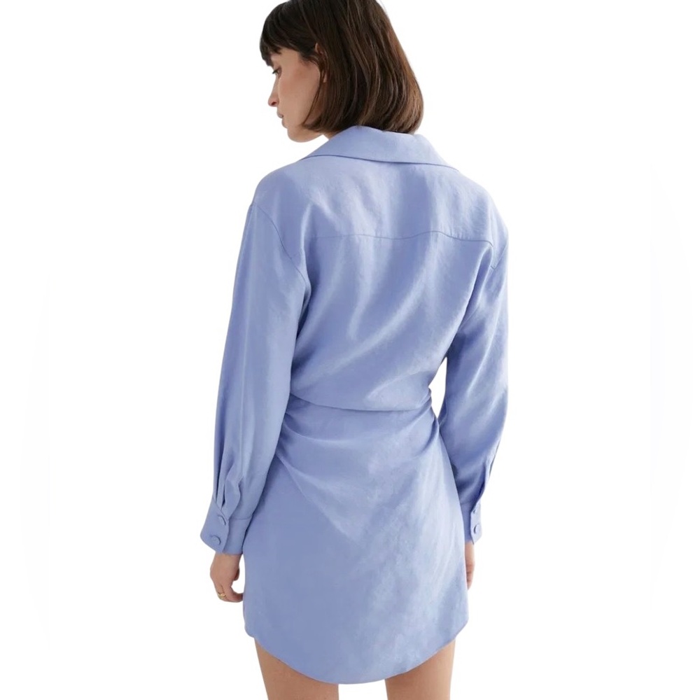& OTHER STORIES Asymmetric Mini Shirt Dress Light Blue size 10 - Picture 2 of 11